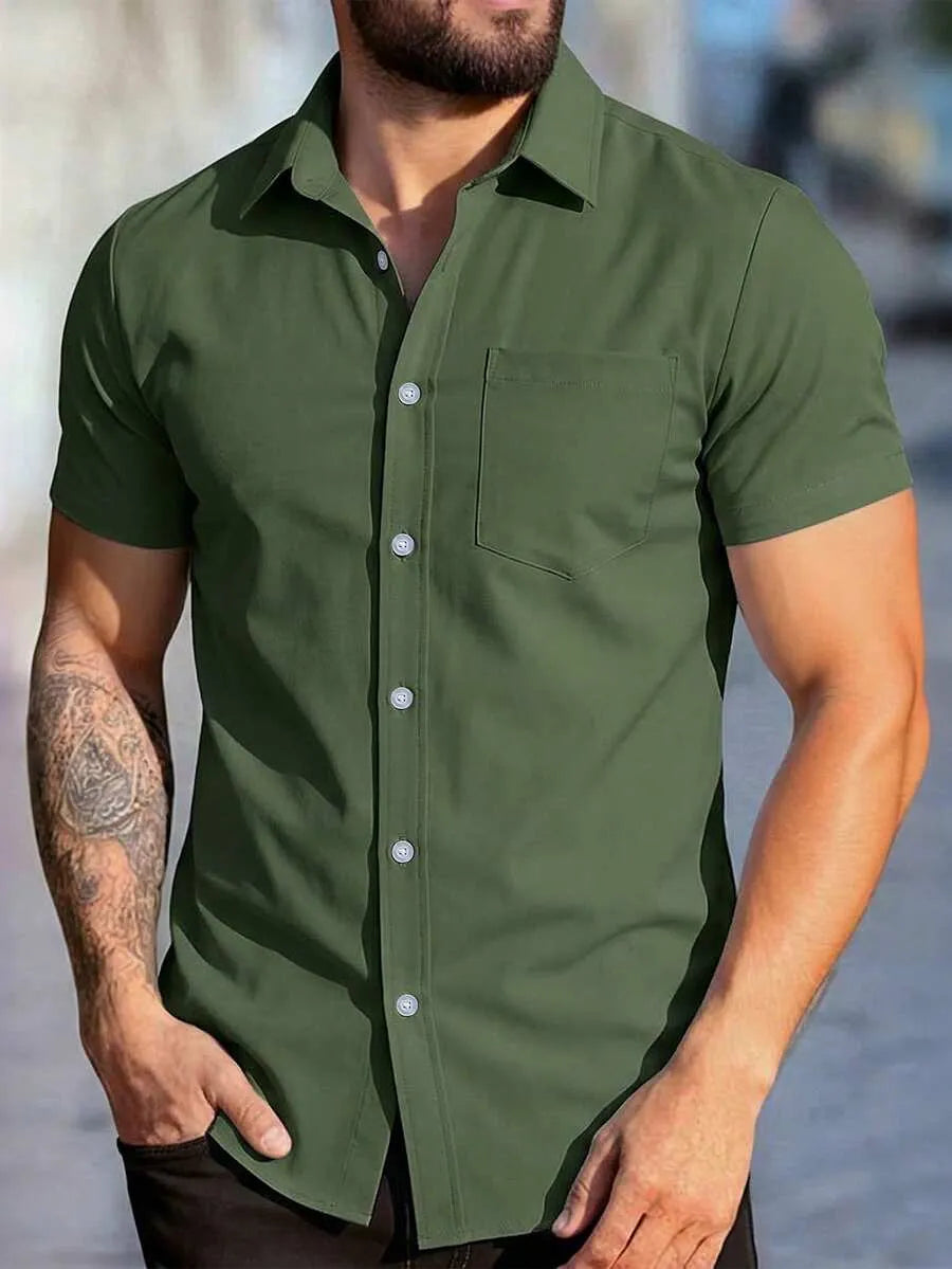 Army Green Half Sleeve Shirt