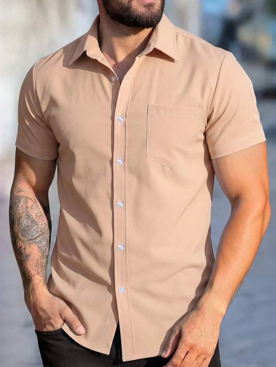 Apricot Plain Half Sleeve Shirt