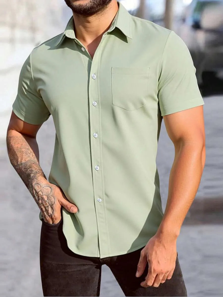 Green Plain Half Sleeve Shirt