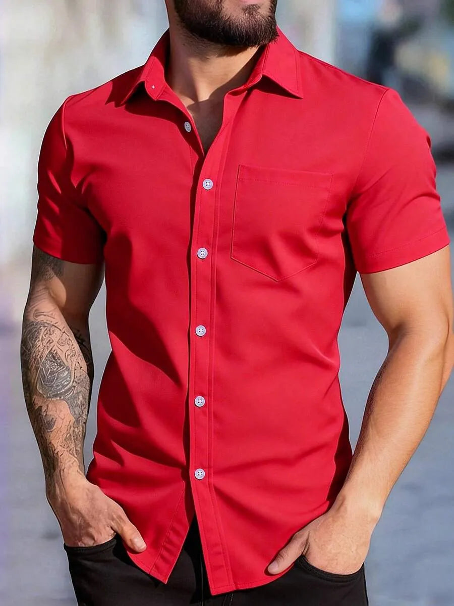 Red Plain Half Sleeve Shirt