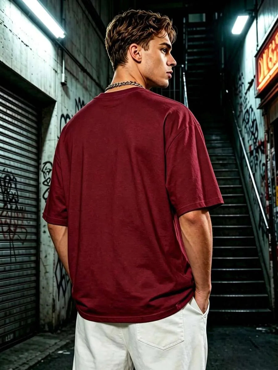 Maroon Plain Oversized T-Shirt