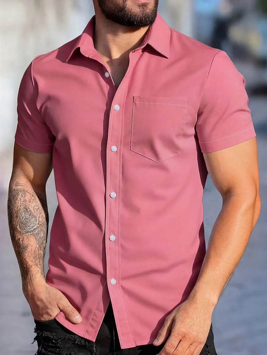 Hot Pink Plain Half Sleeve Shirt