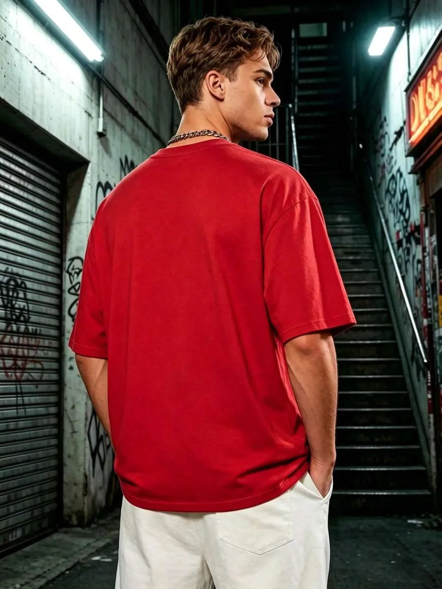 Red Plain Oversized T-Shirt