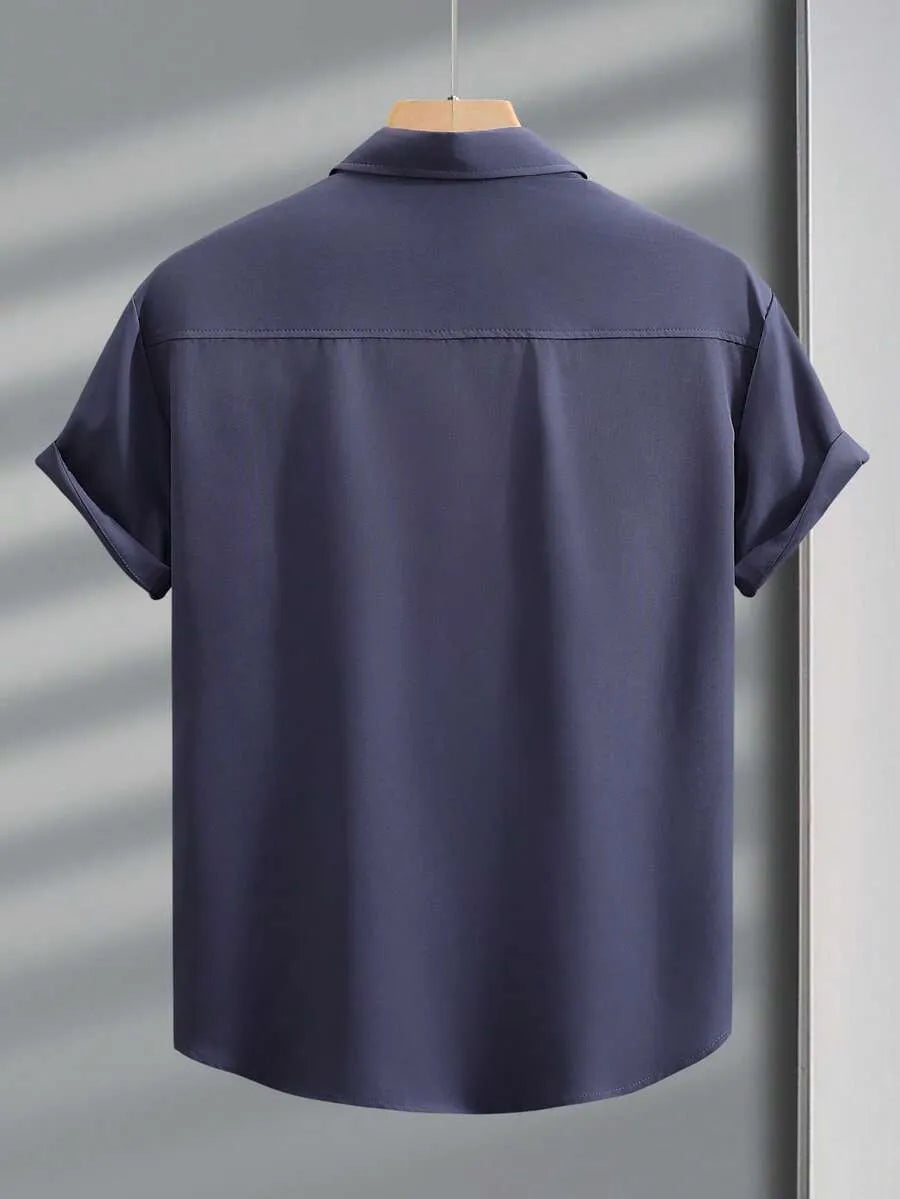 Dark Grey Plain Half Sleeve Shirt