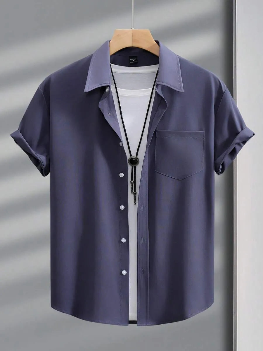 Dark Grey Plain Half Sleeve Shirt