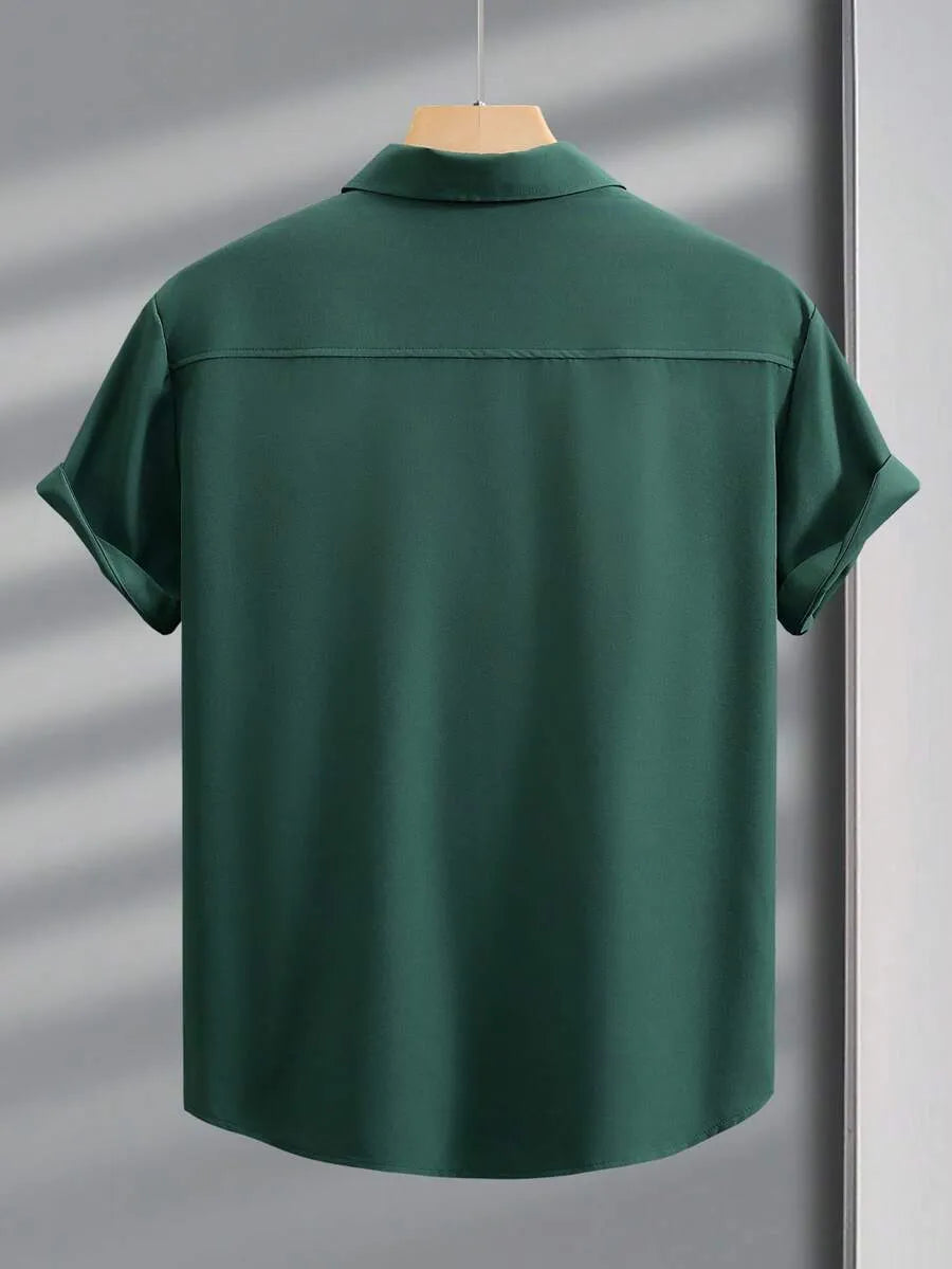 Dark Green Plain Half Sleeve Shirt