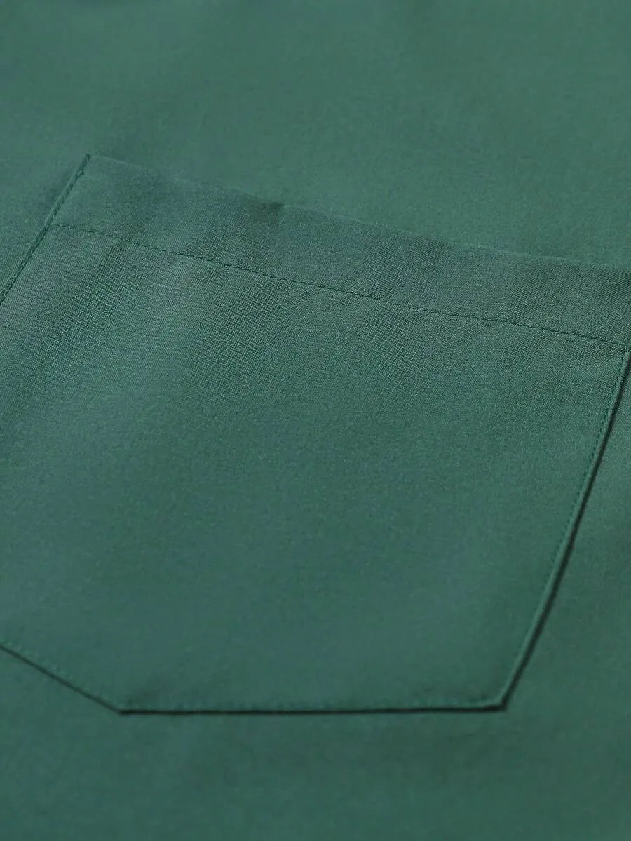 Dark Green Plain Half Sleeve Shirt
