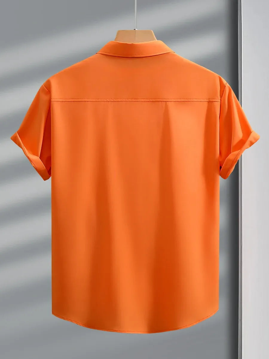 Orange Plain Half Sleeve Shirt