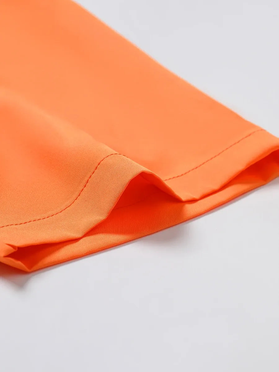 Orange Plain Half Sleeve Shirt