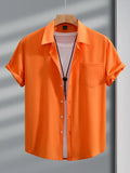 Orange Plain Half Sleeve Shirt