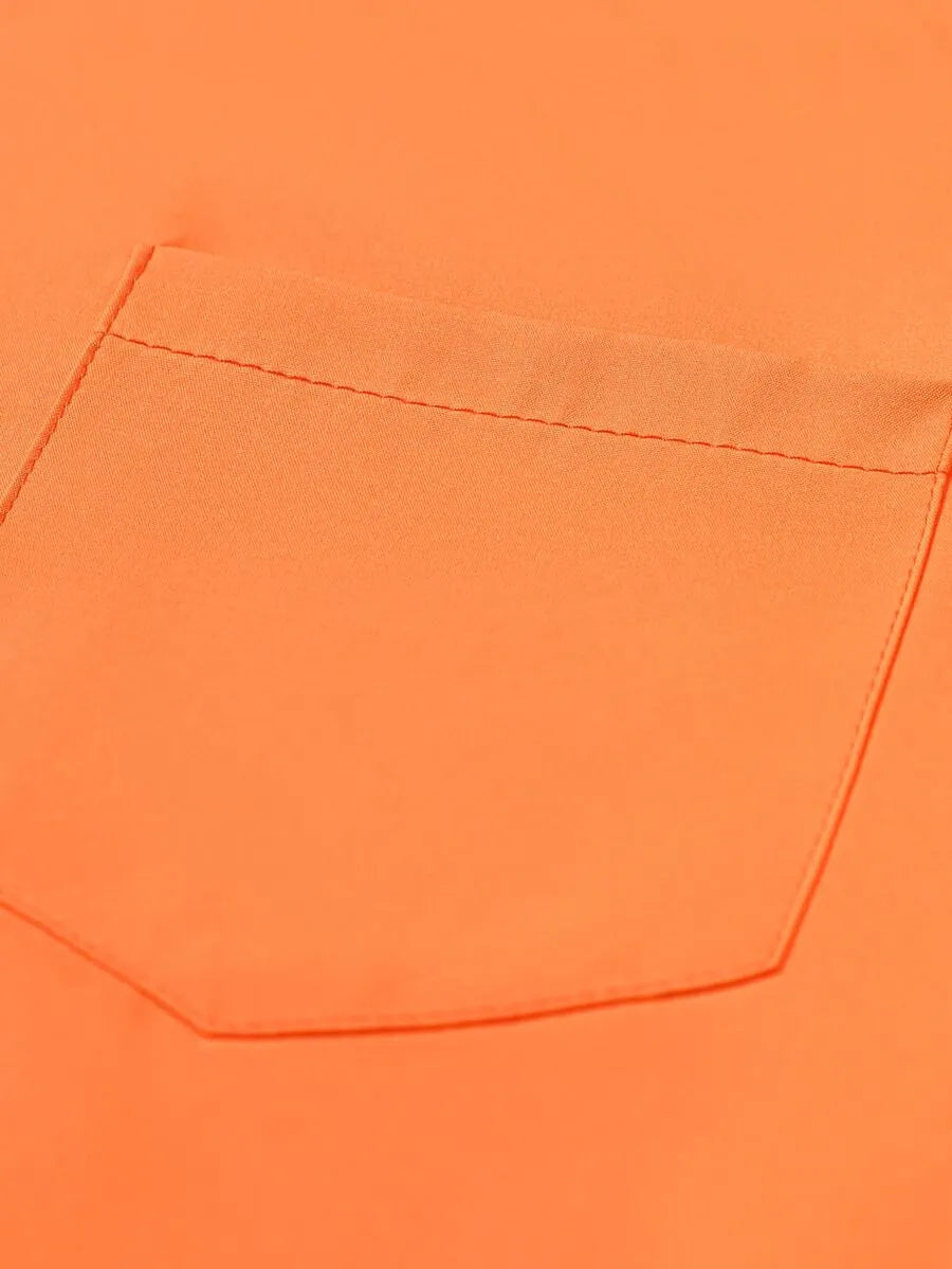 Orange Plain Half Sleeve Shirt