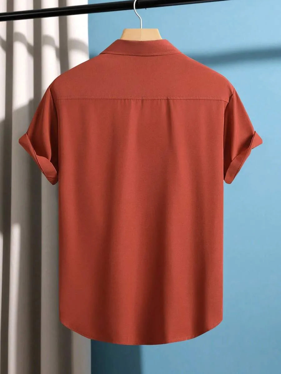 Burnt Orange Plain Half Sleeve Shirt