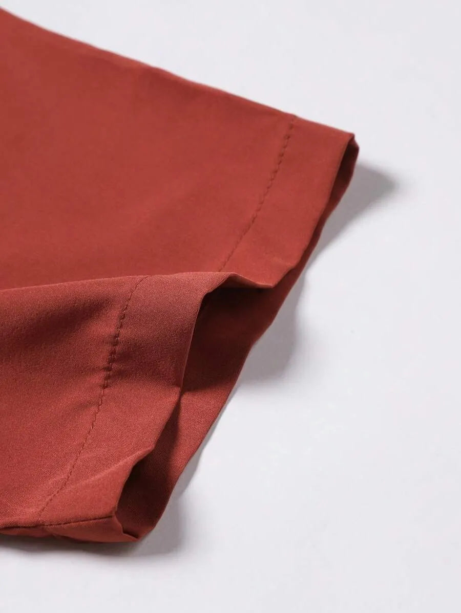 Burnt Orange Plain Half Sleeve Shirt