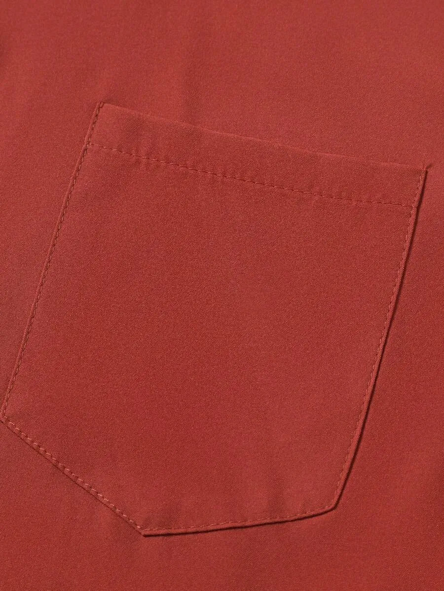Burnt Orange Plain Half Sleeve Shirt