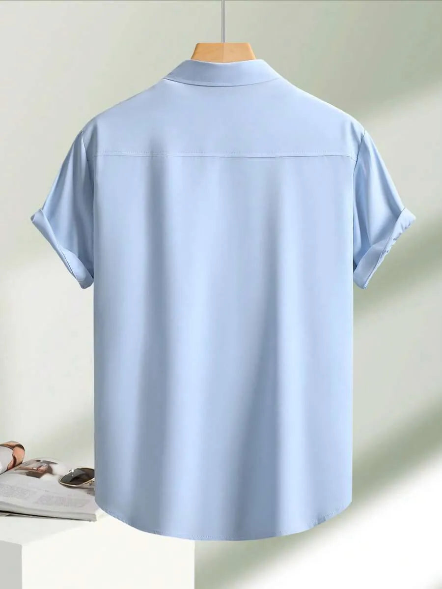 Baby Blue Plain Half Sleeve Shirt