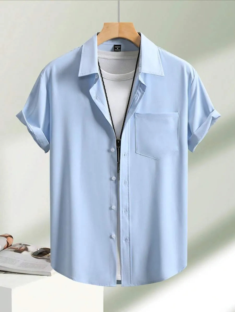 Baby Blue Plain Half Sleeve Shirt