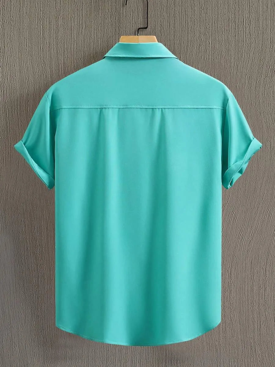 Mint Blue Plain Half Sleeve Shirt