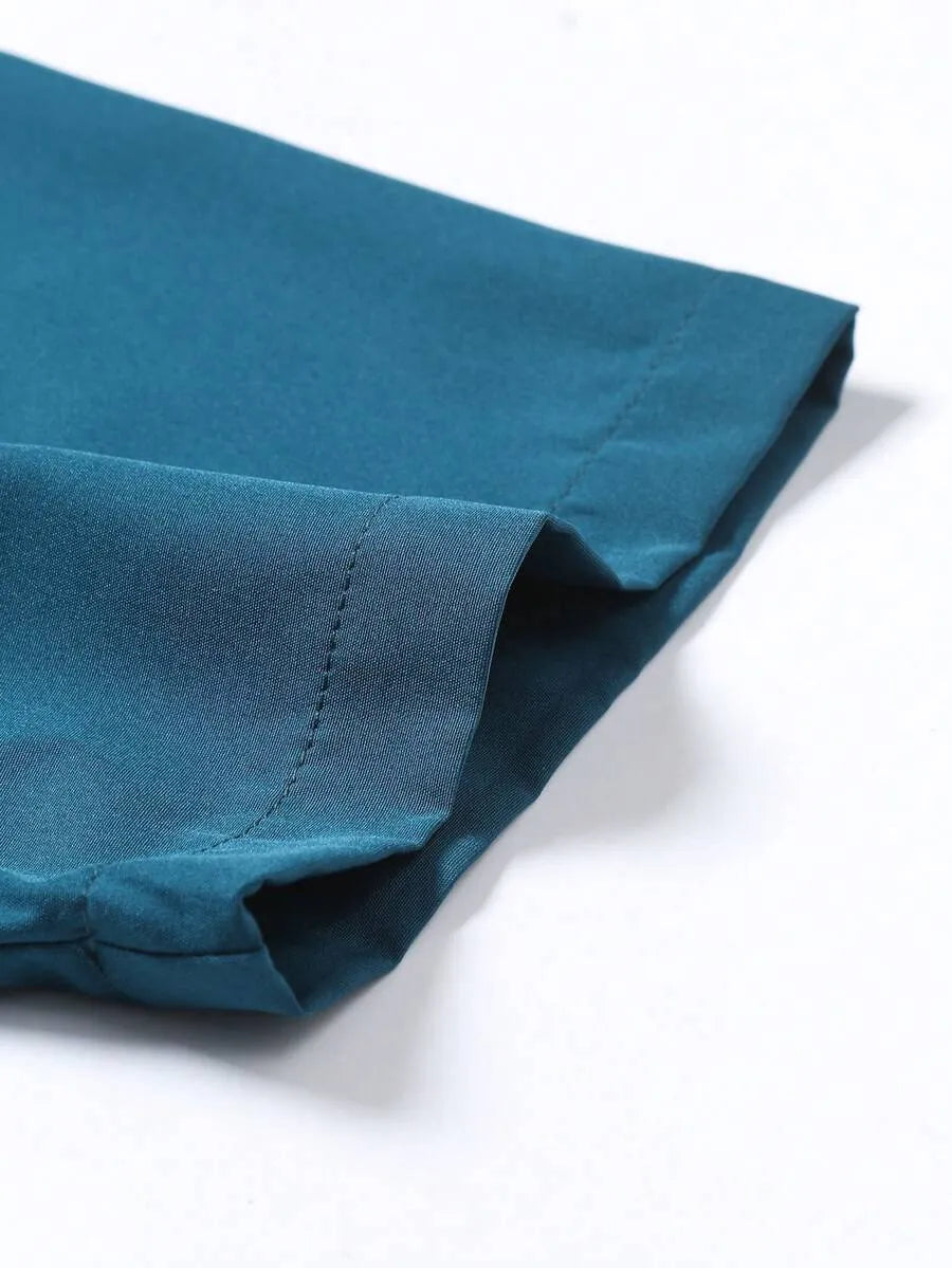 Peacock Blue Plain Half Sleeve Shirt