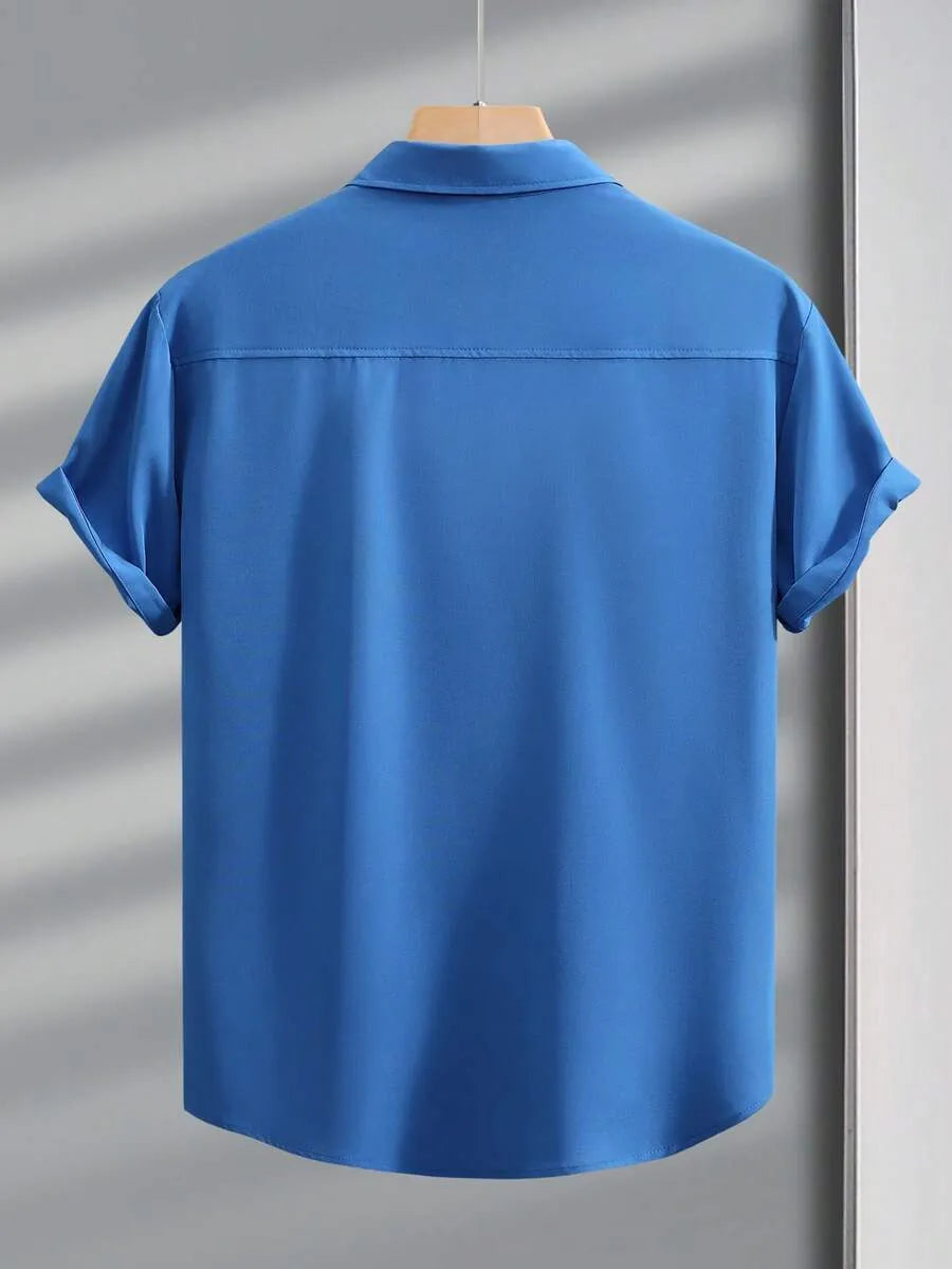 Teal Blue Plain Half Sleeve Shirt