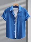 Teal Blue Plain Half Sleeve Shirt