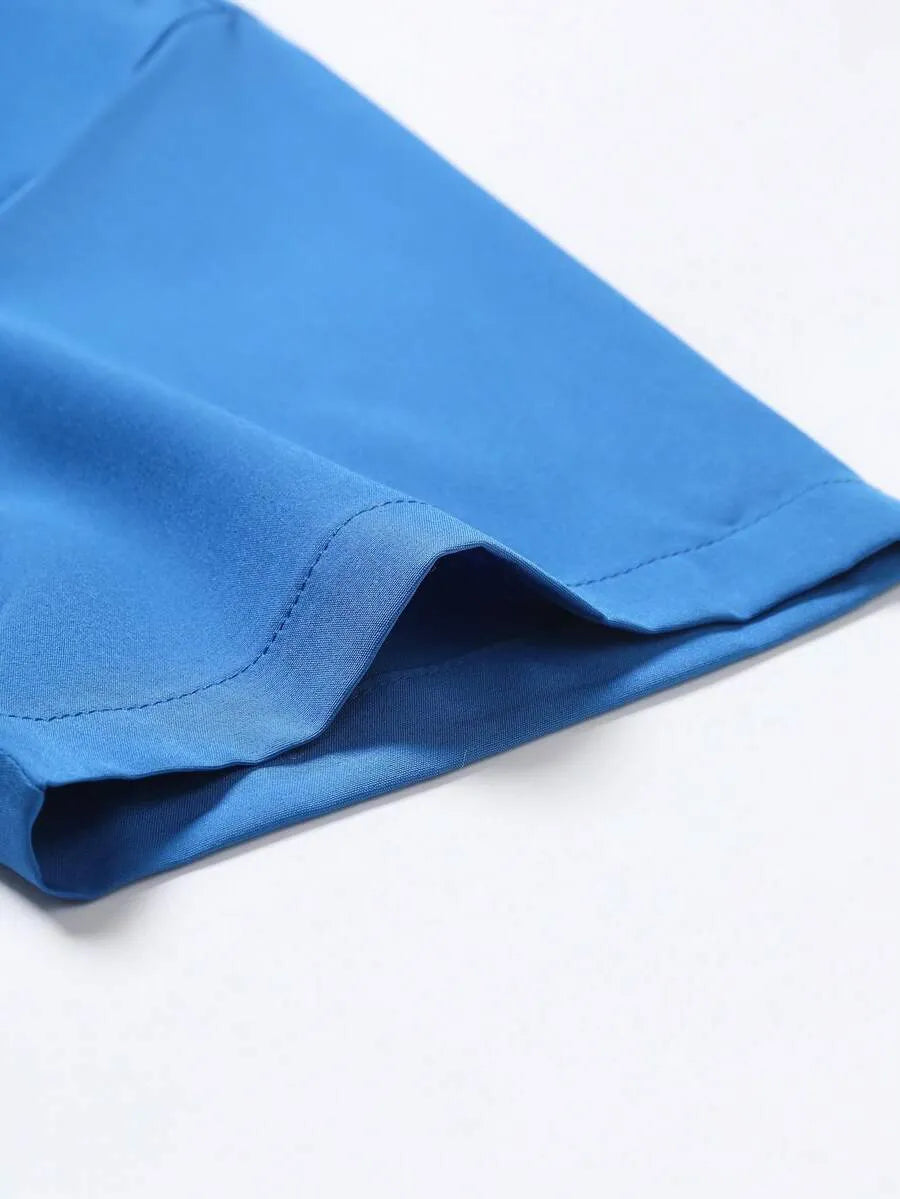 Teal Blue Plain Half Sleeve Shirt