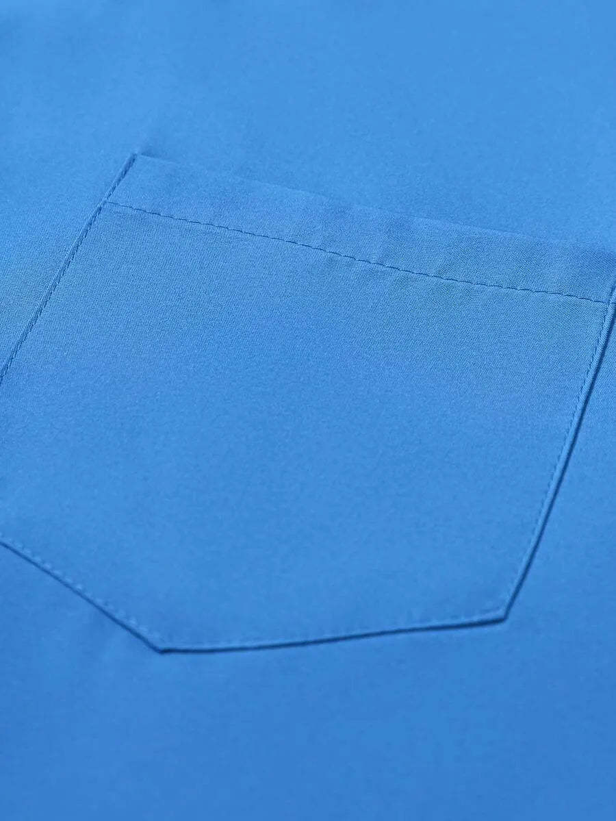 Teal Blue Plain Half Sleeve Shirt