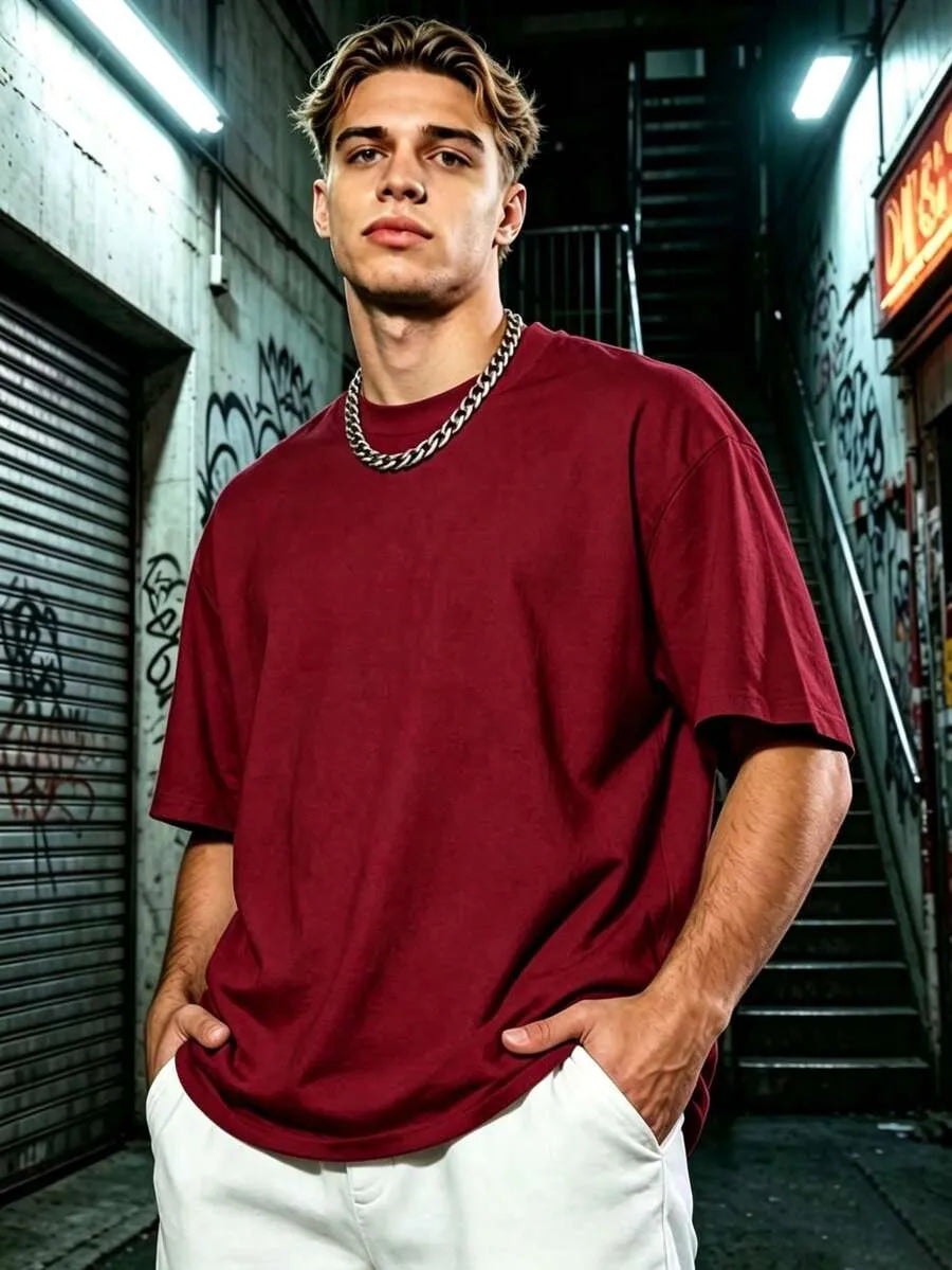 Maroon Plain Oversized T-Shirt