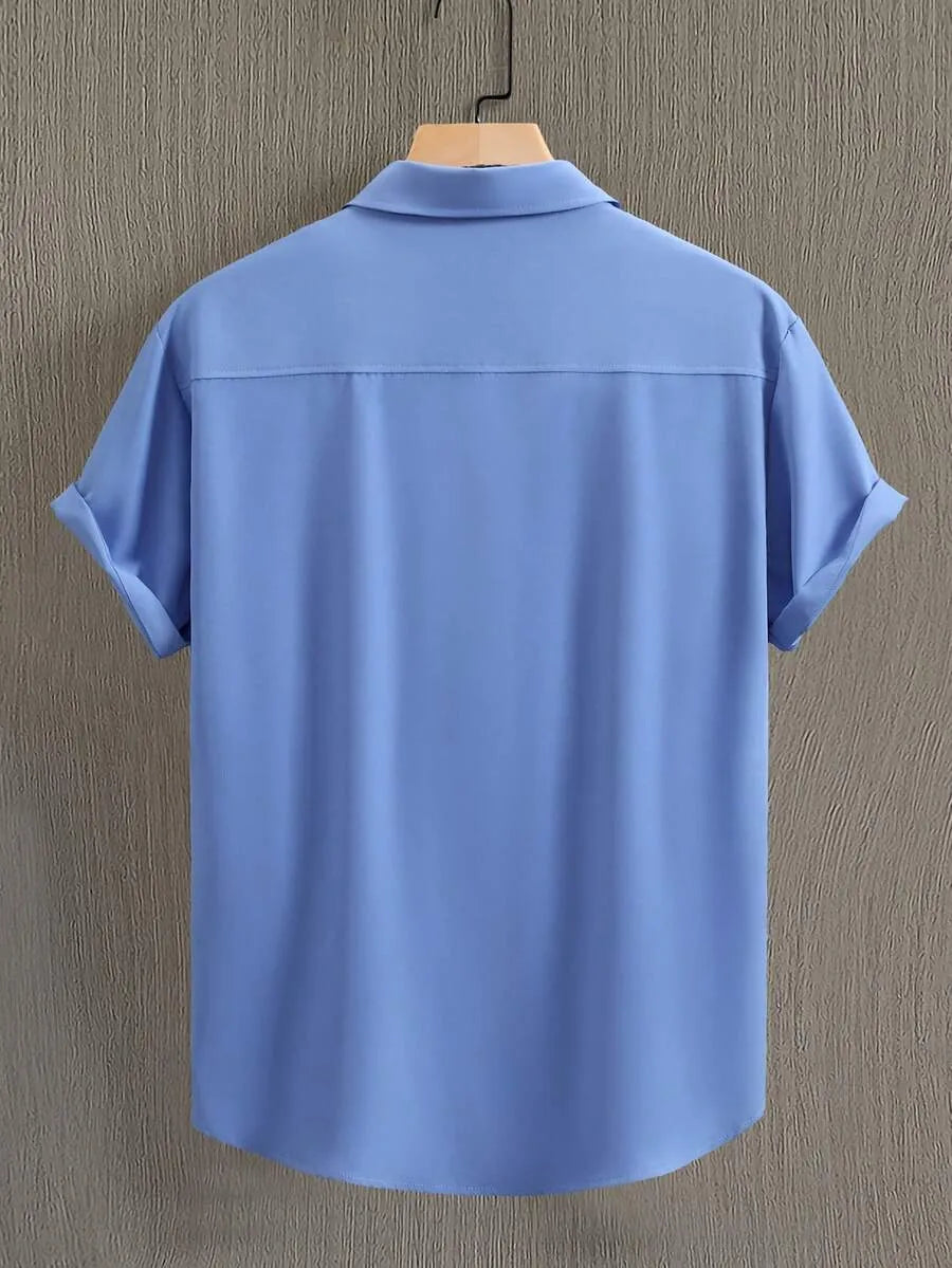 Dark Wash Plain Half Sleeve Shirt