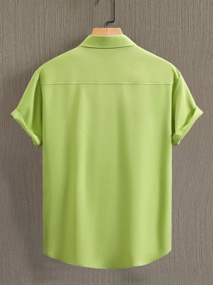Olive Green Plain Half Sleeve Shirt