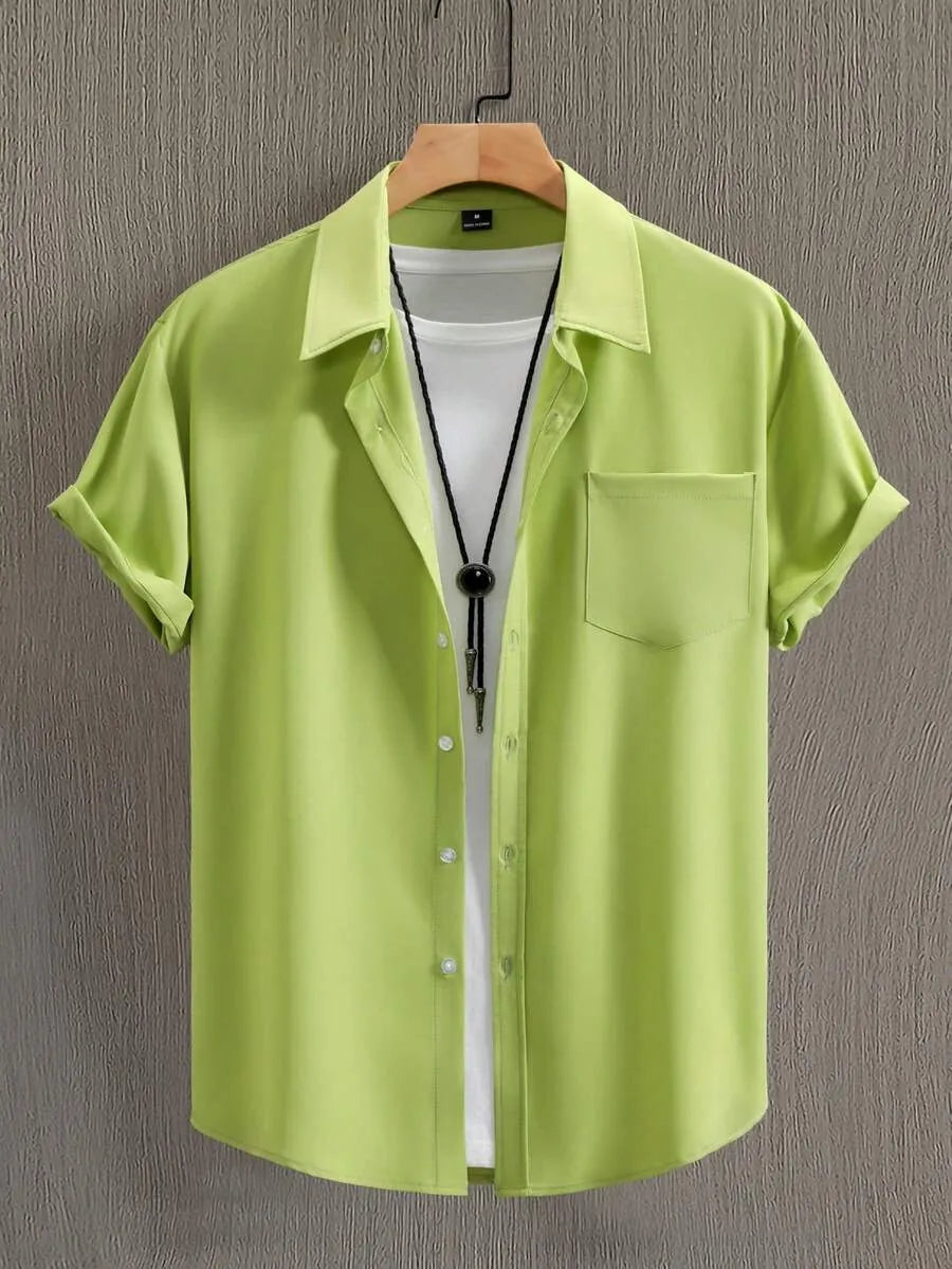 Olive Green Plain Half Sleeve Shirt