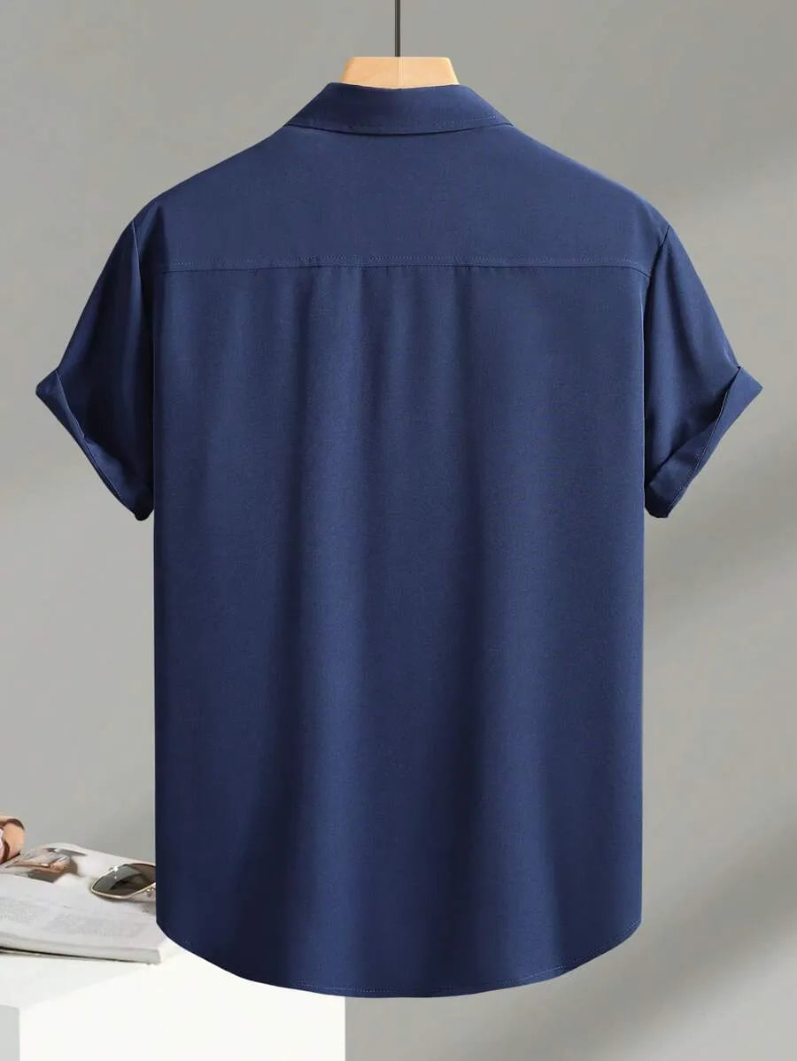 Navy Blue Plain Half Sleeve Shirt