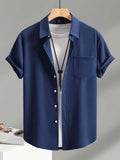 Navy Blue Plain Half Sleeve Shirt