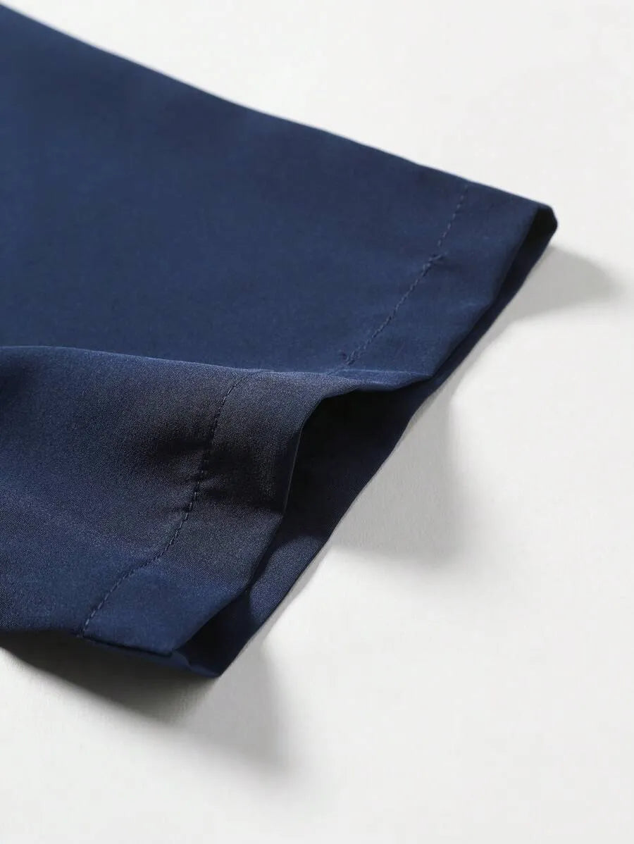 Navy Blue Plain Half Sleeve Shirt