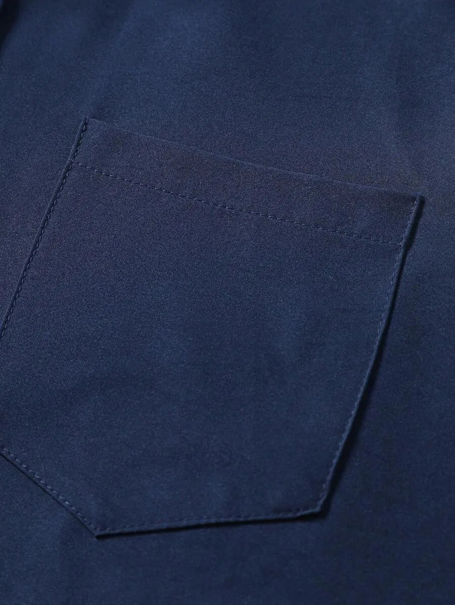 Navy Blue Plain Half Sleeve Shirt