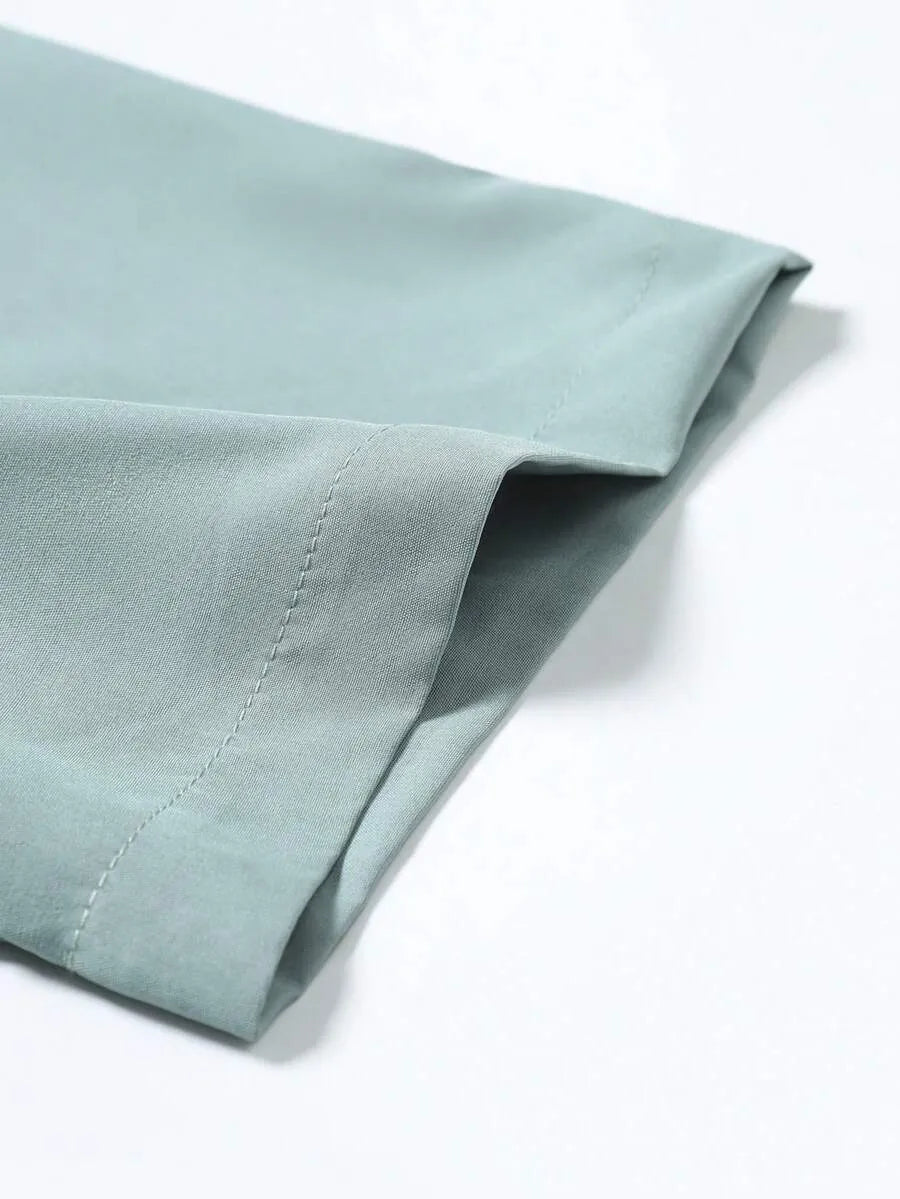 Gray Green Plain Half Sleeve Shirt