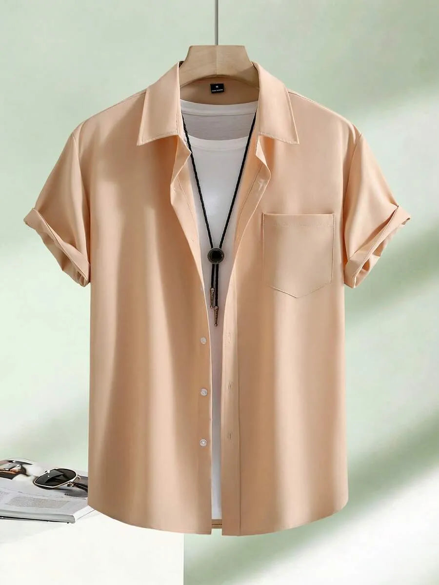 Apricot Plain Half Sleeve Shirt