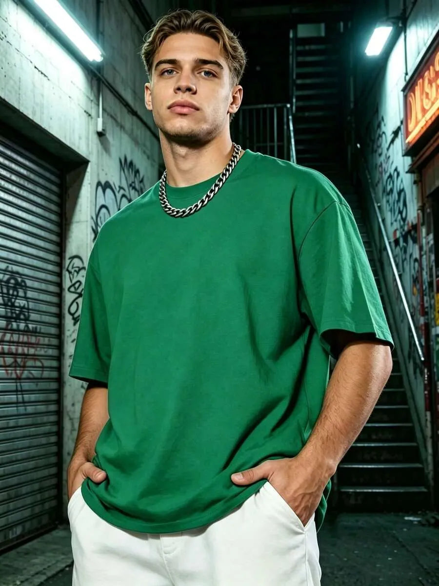 Green Plain Oversized T-Shirt
