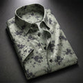Green Shirt with Black Floral Print Half Sleeve Shirt (SKU-502)