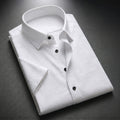 White Printed Shirt With Grey Design Half Sleeve Shirt (SKU-508)