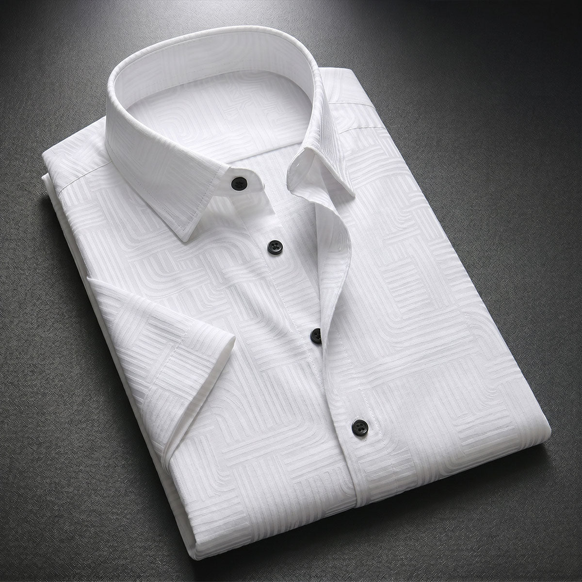 White Printed Shirt With Grey Design Half Sleeve Shirt (SKU-508)