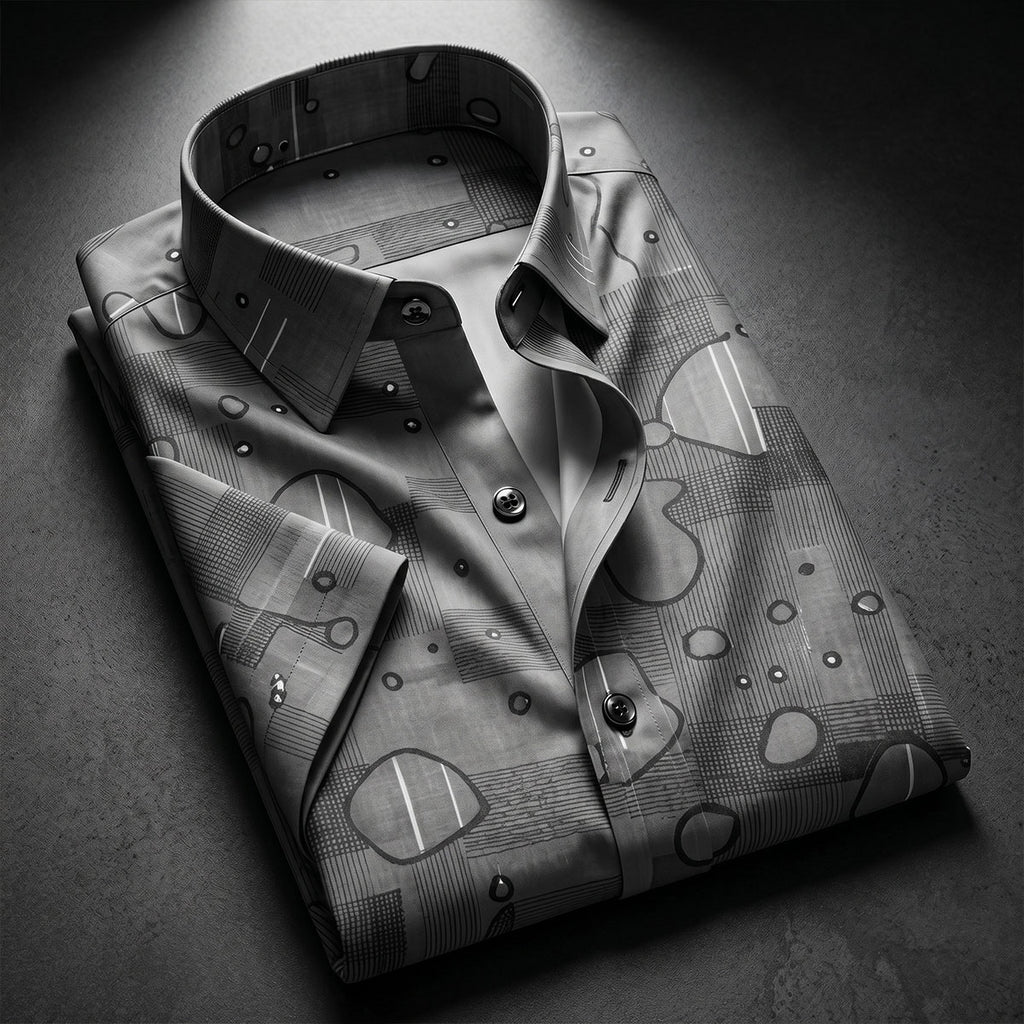 Grey Shirt with Print Half Sleeve Shirt (SKU-514)