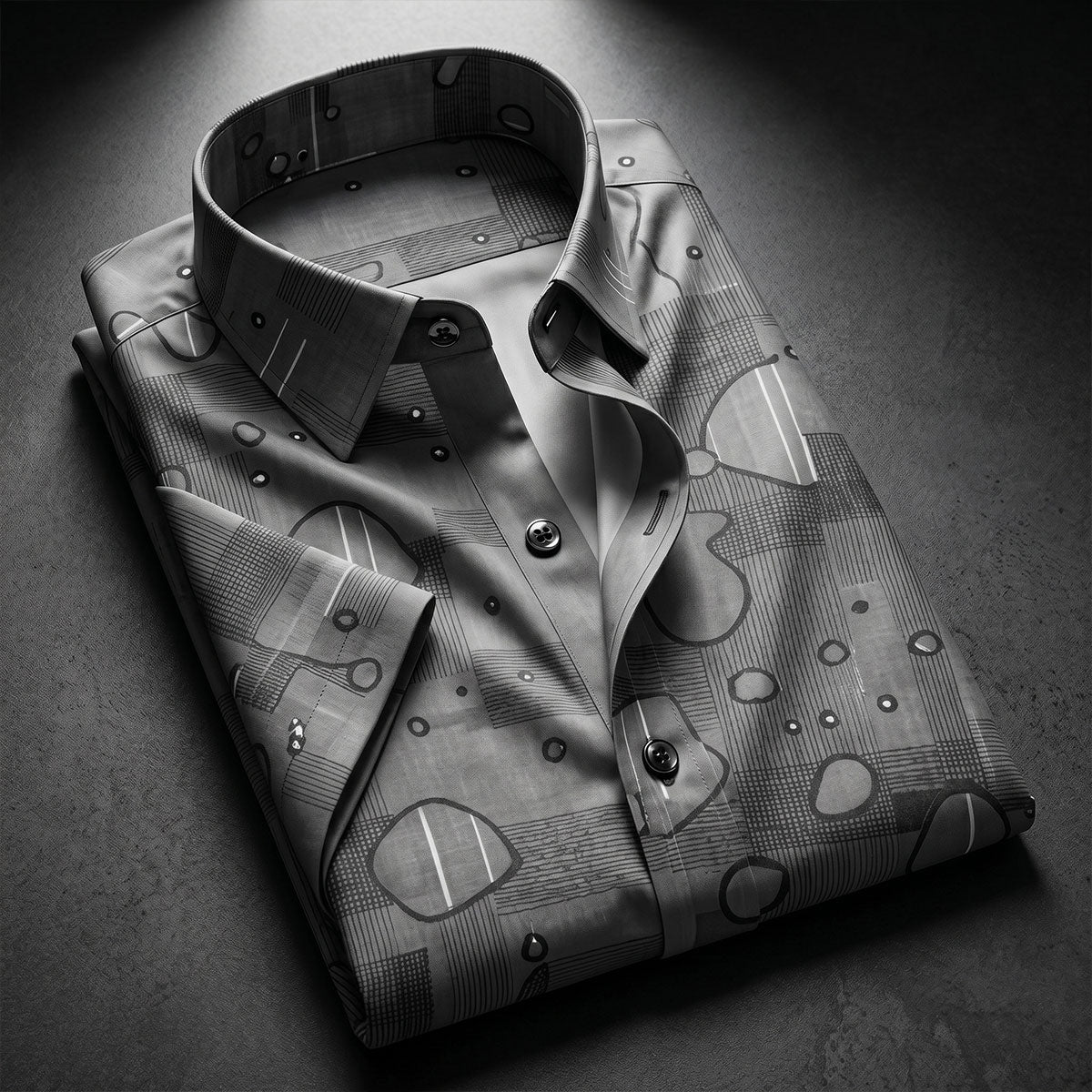 Grey Shirt with Print Half Sleeve Shirt (SKU-514)