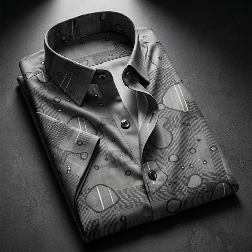 Grey Shirt with Print Half Sleeve Shirt (SKU-514)