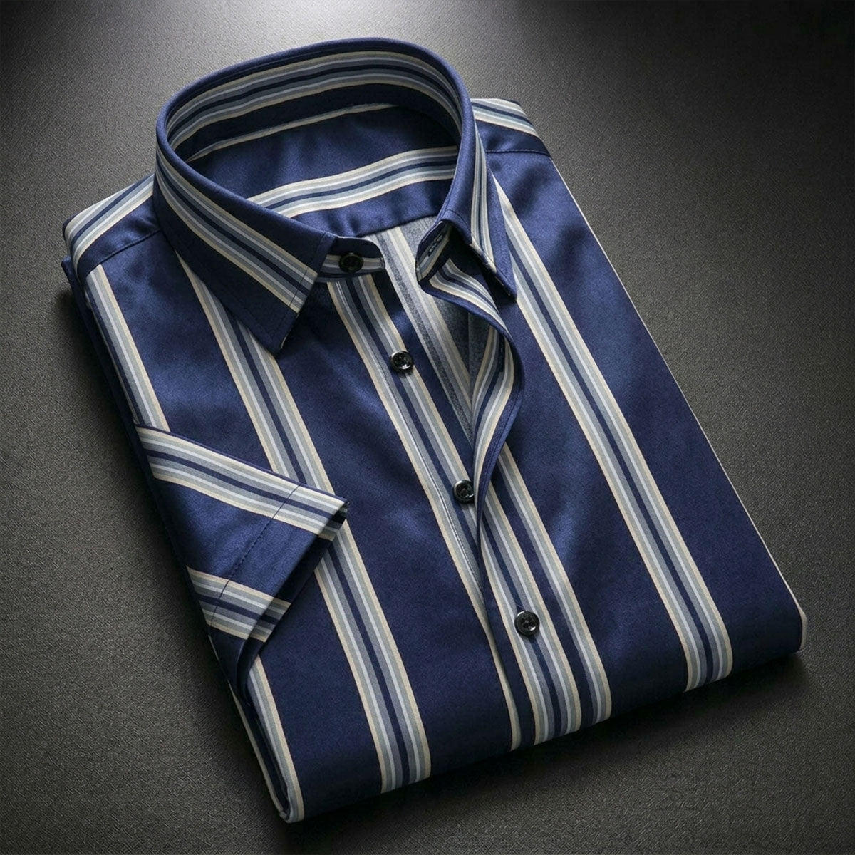 Blue Shirt with Strip Half Sleeve Shirt (SKU-515)