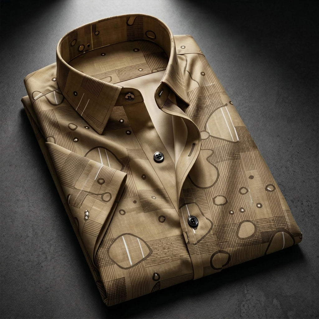 Brown Printed Half Sleeve Shirt (SKU-510)