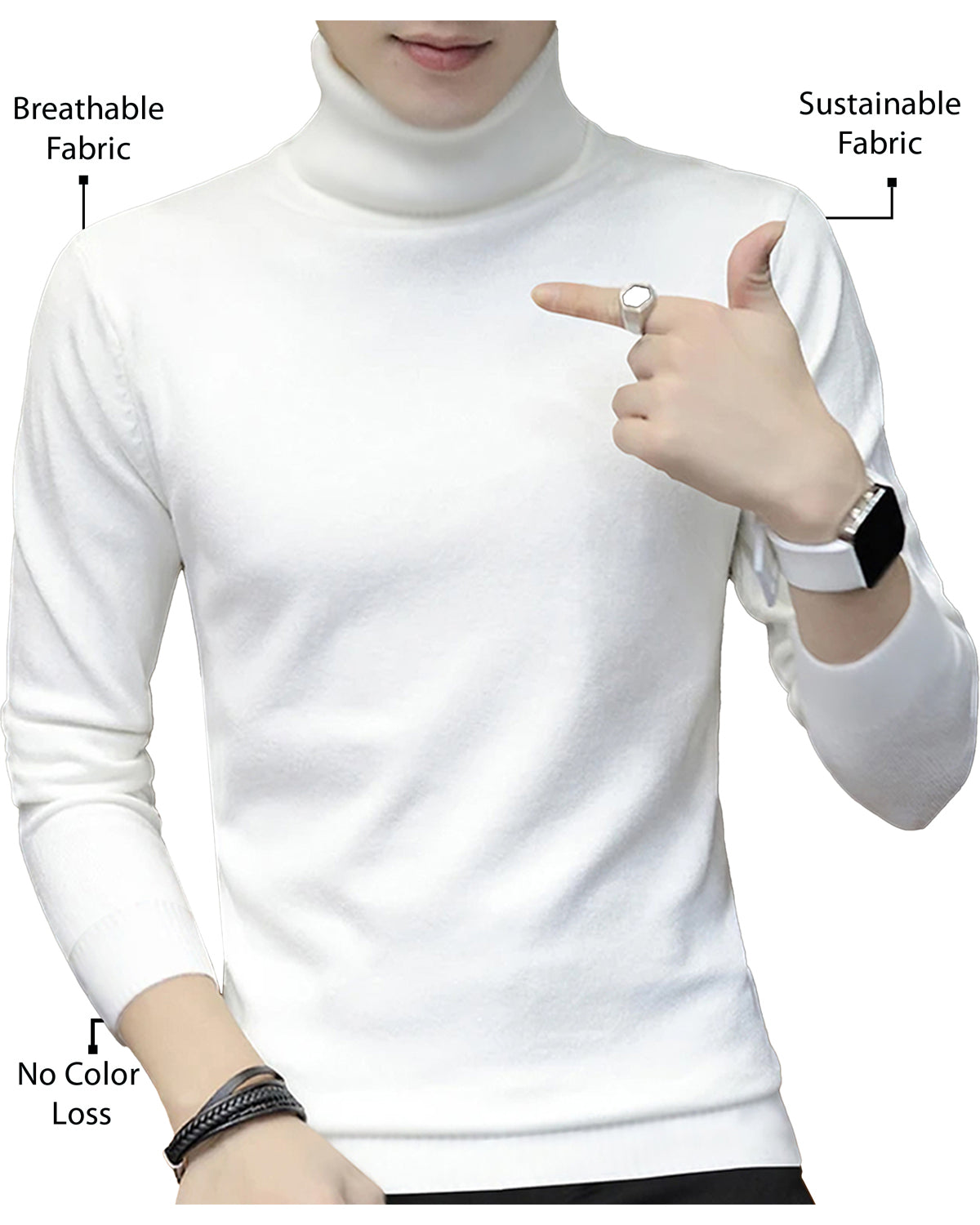 Men High Neck Plain Full Sleeve T-shirts - 8 Variants