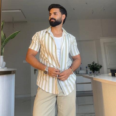 Men's Casual Half Sleeve Shirt - Striped | UHSS-170